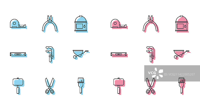 大锤剪刀轮盘赌线条组合图片素材