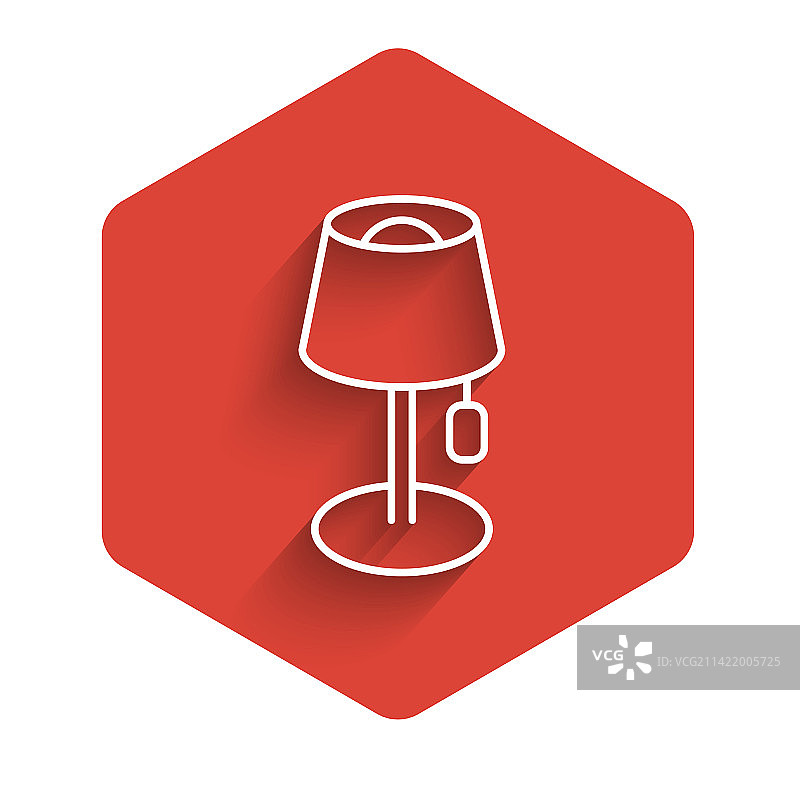 长阴影隔离的白色线条落地灯图标图片素材