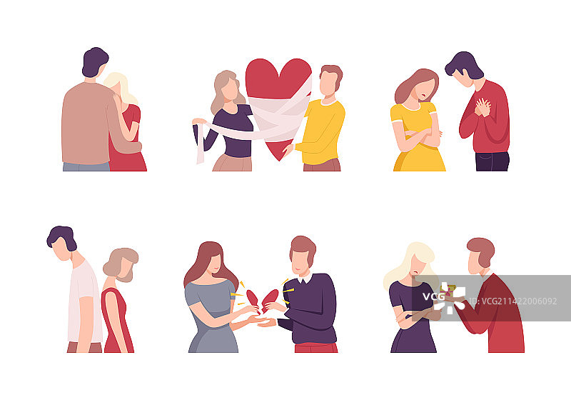 情侣修复破碎的心场景套装图片素材