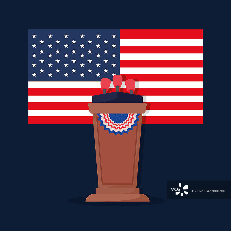 美国国旗与演讲台图片素材