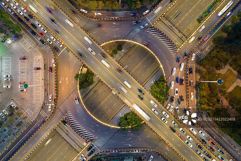 航拍立交桥城市风光图片素材