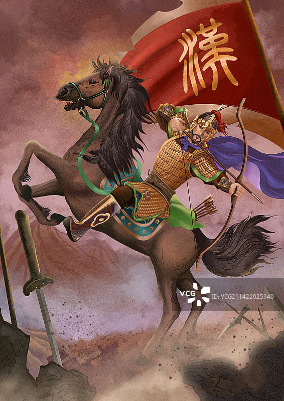 武将|卡牌|创意插画|人物|战场|马|封面|国风图片素材