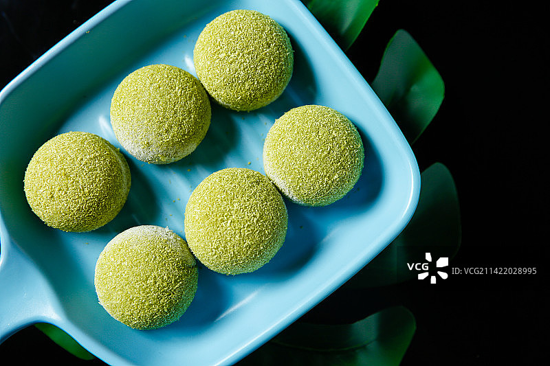 抹茶口味大福 俯拍美食摄影图片素材