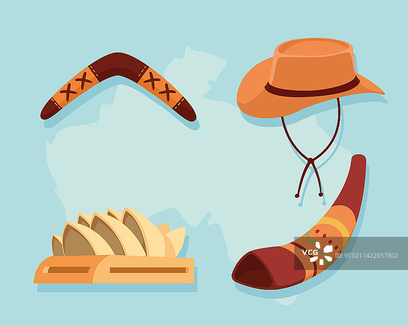 四个澳大利亚文化标志图片素材