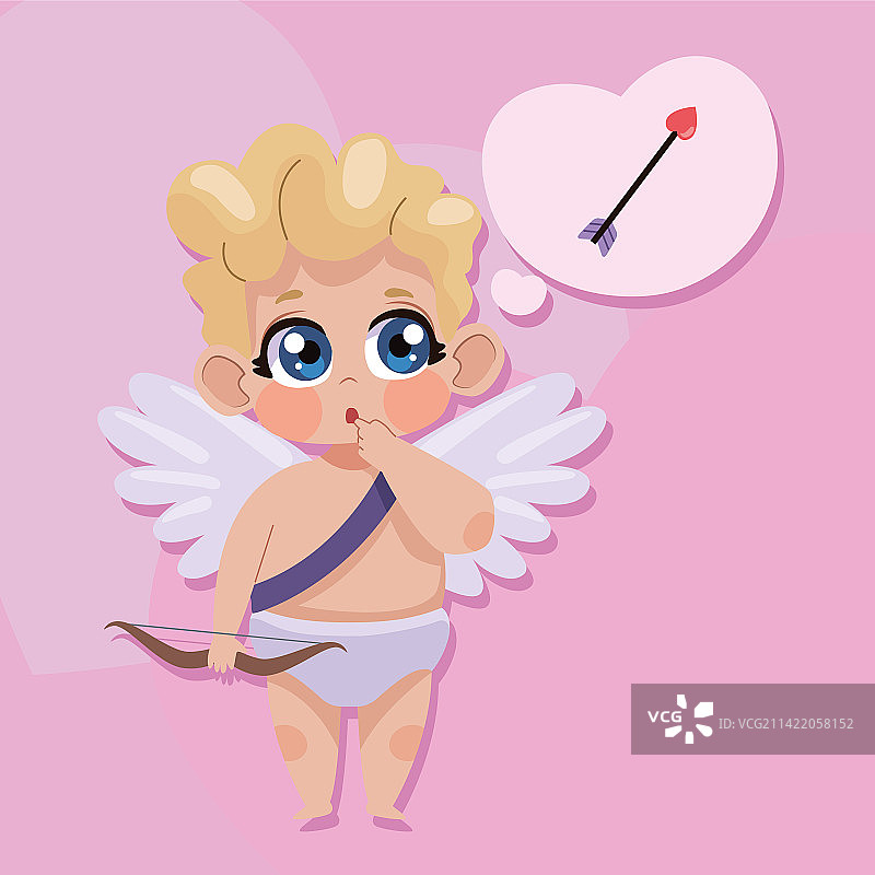 思考箭头的丘比特天使图片素材