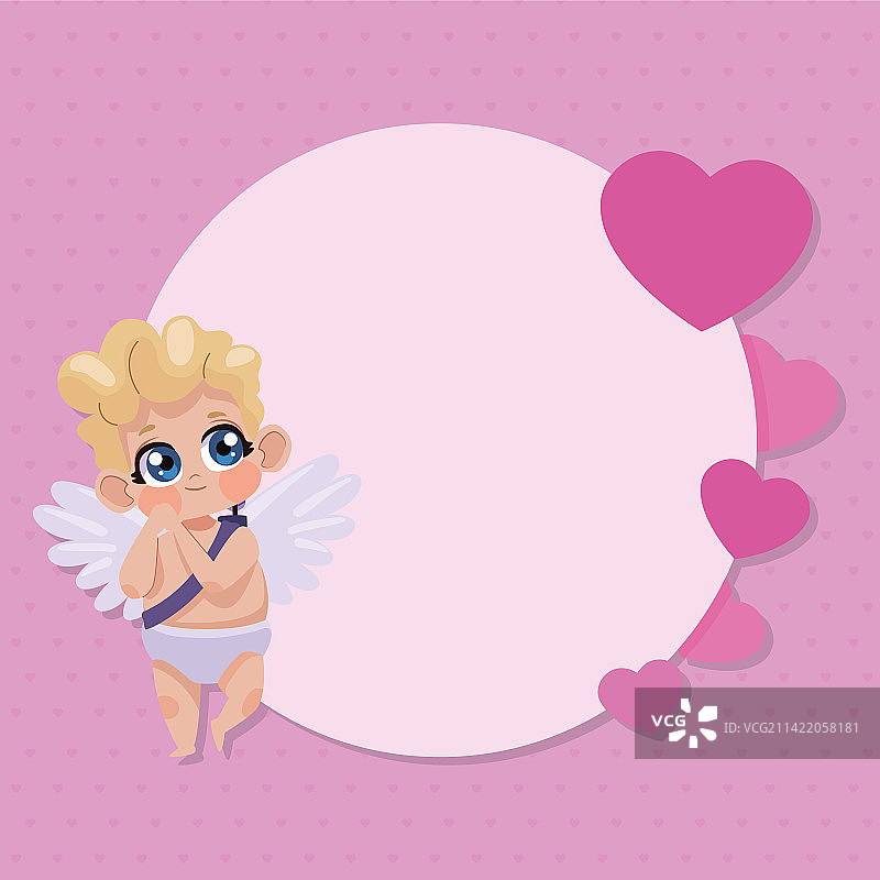手持爱心的金发丘比特天使图片素材