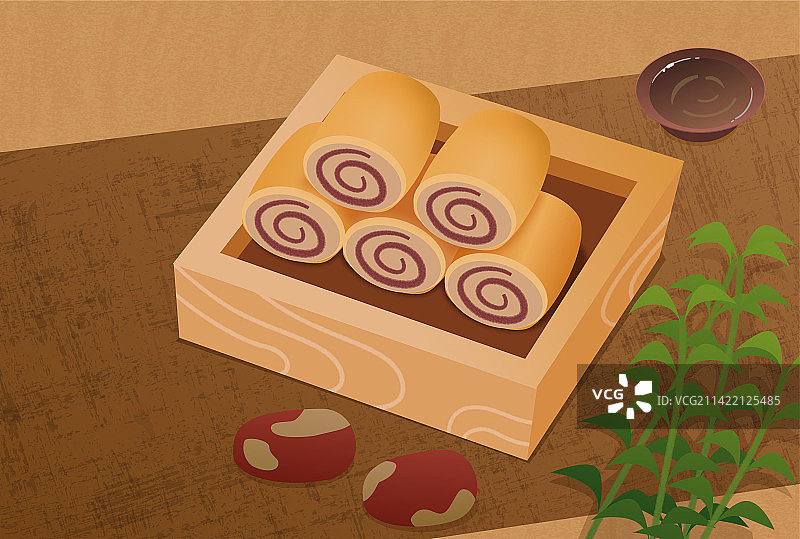 特色美食小吃之驴打滚插画图片素材