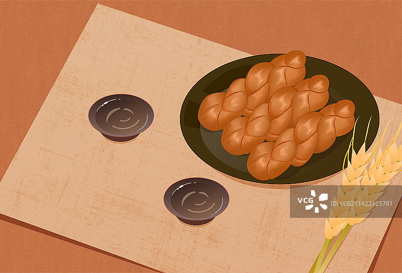 天津地方特色美食之麻花插画图片素材