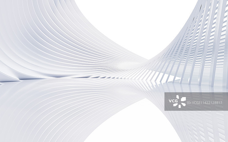 室内抽象建筑曲线背景3D渲染图片素材