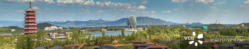 航拍雁栖湖风光图片素材