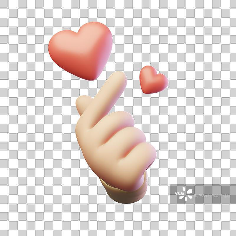 3D渲染的手部比心特写图片素材