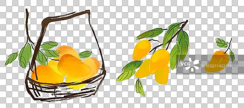 芒果手绘插画设计元素营养美味健康水果元素图片素材