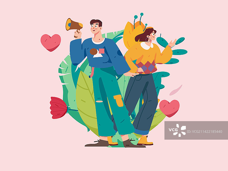 情人节快乐扁平人物矢量概念运营手绘插画图片素材