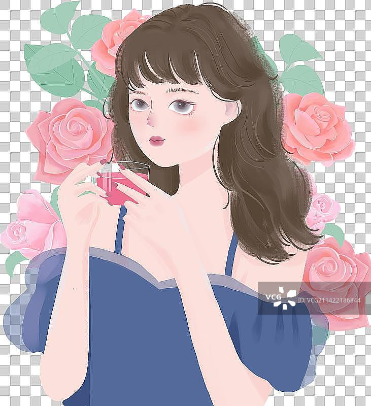 女神节玫瑰女孩图片素材
