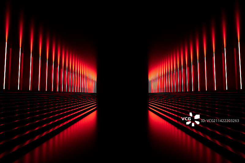 霓虹灯灯管隧道空间背景3D渲染图片素材