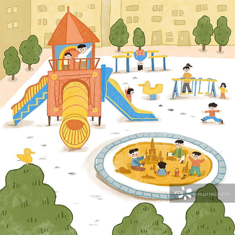 儿童游乐园插画图片素材