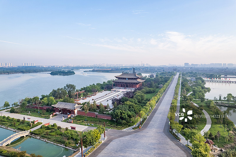 河南商丘古城高视角航拍风光图片素材