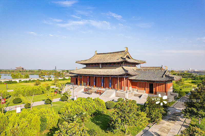 河南商丘古城应天书院高视角航拍风光图片素材