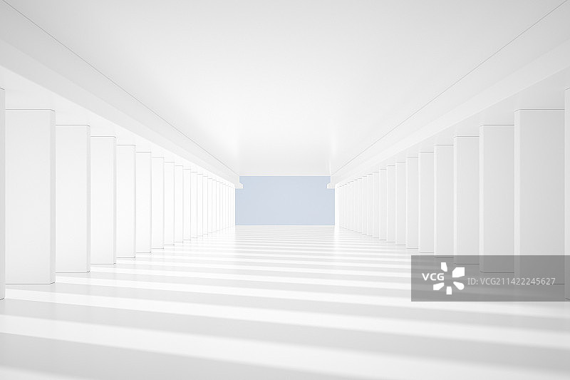 3D渲染室内人造纯白色空间背景展厅图片素材