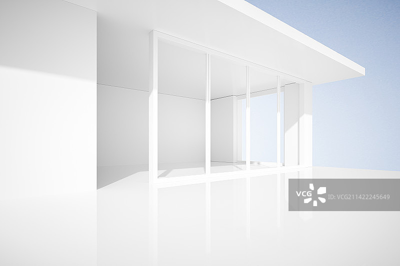 3D渲染室内简约纯色空间背景图片素材