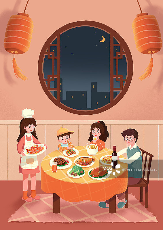 一家人吃团圆饭图片素材