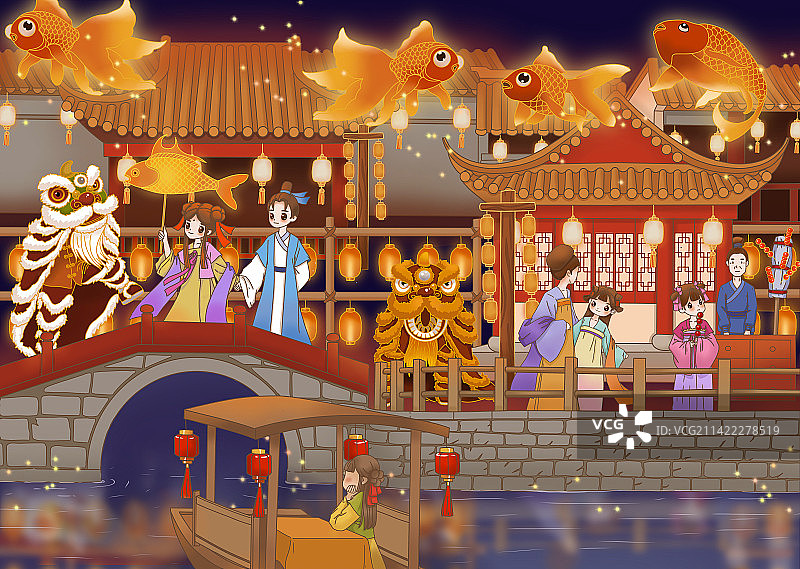 元宵节看花灯图片素材