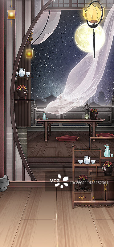 古风酒家建筑室内场景图片素材