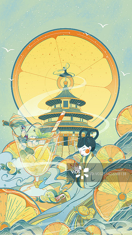 小姐姐在夏天喝饮料图片素材