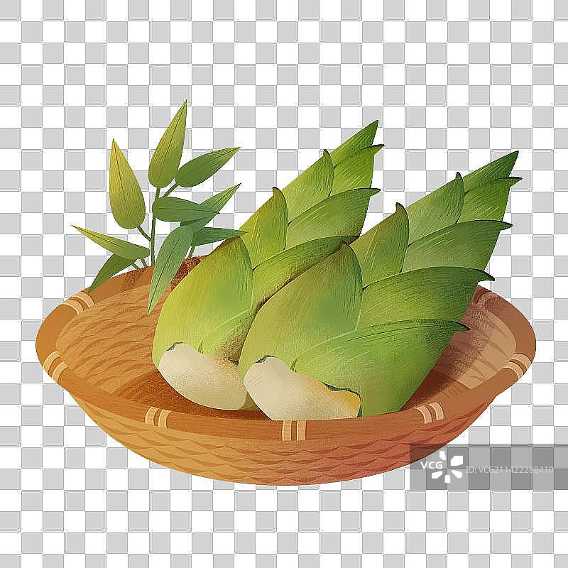 框里装着竹笋图片素材