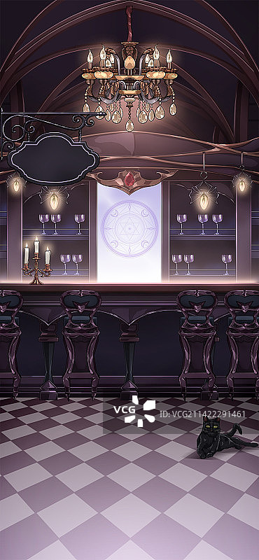 哥特式建筑酒吧室内场景图片素材