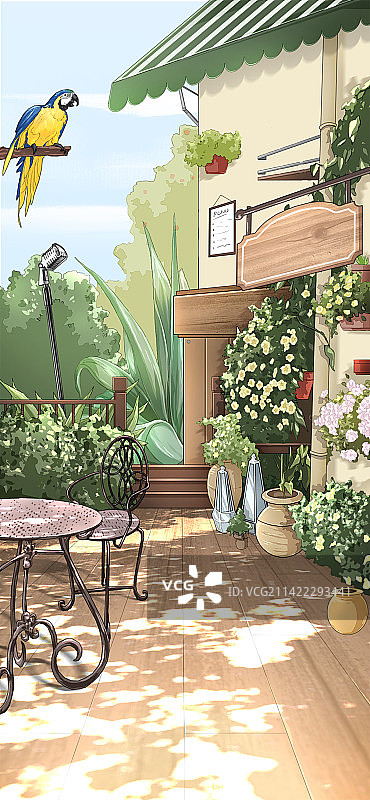 阳光明媚的花园场景图片素材