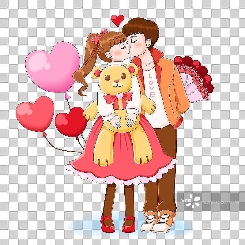 情人节情侣亲亲图片素材