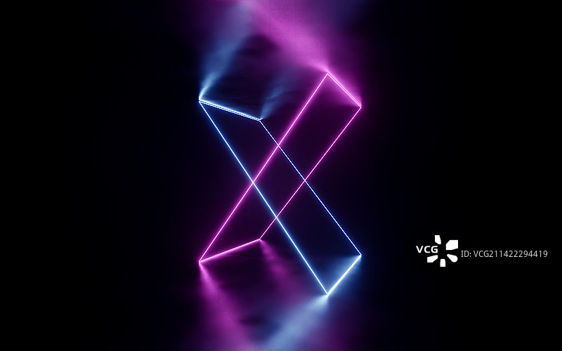 立体空间几何形状荧光灯特效图片素材