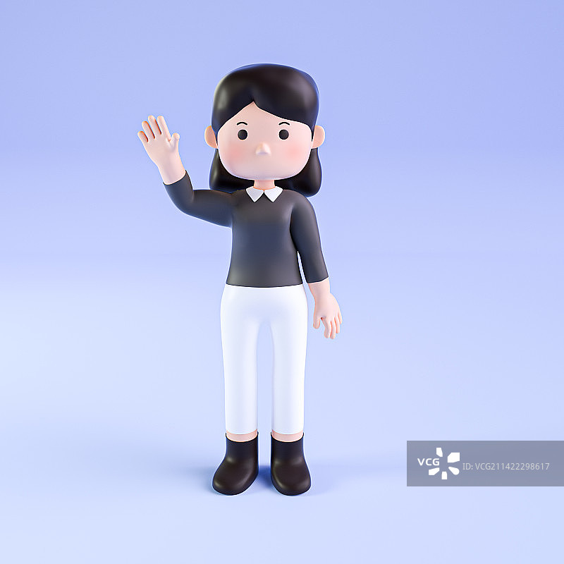 3D渲染卡通女性人物形象图片素材