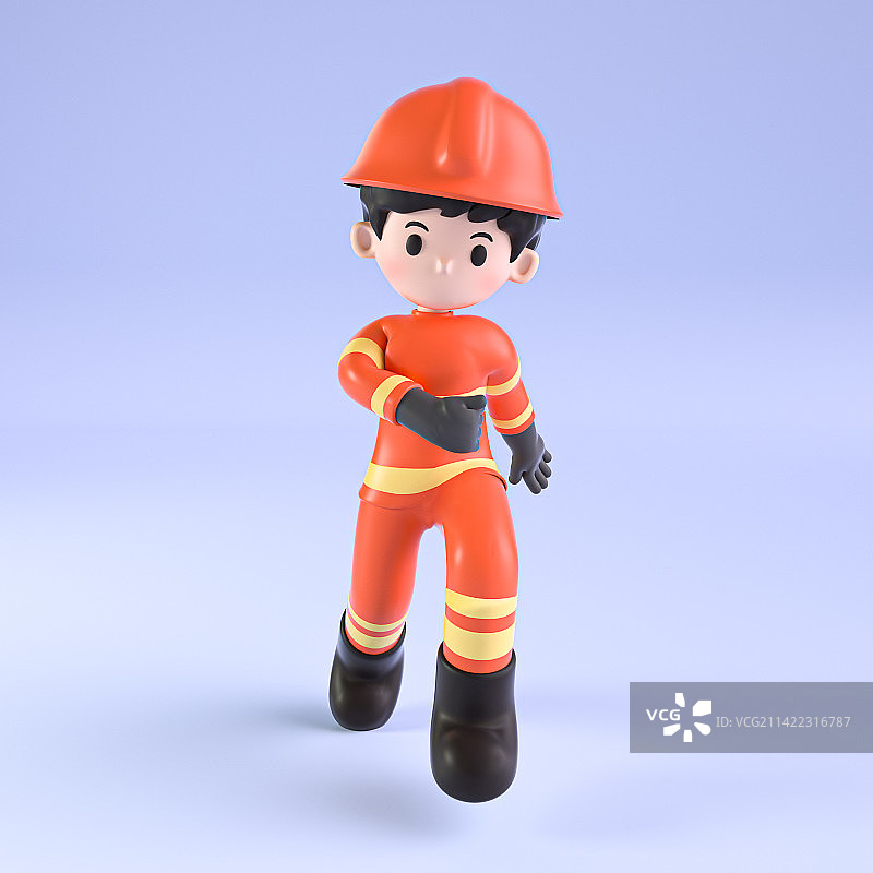 3D渲染卡通消防员图片素材