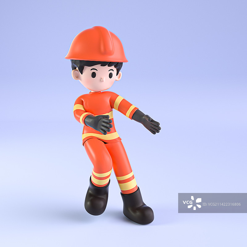 3D渲染卡通消防员图片素材