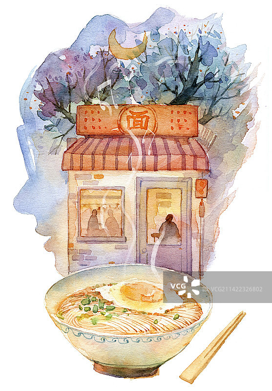 夜晚的小面馆图片素材