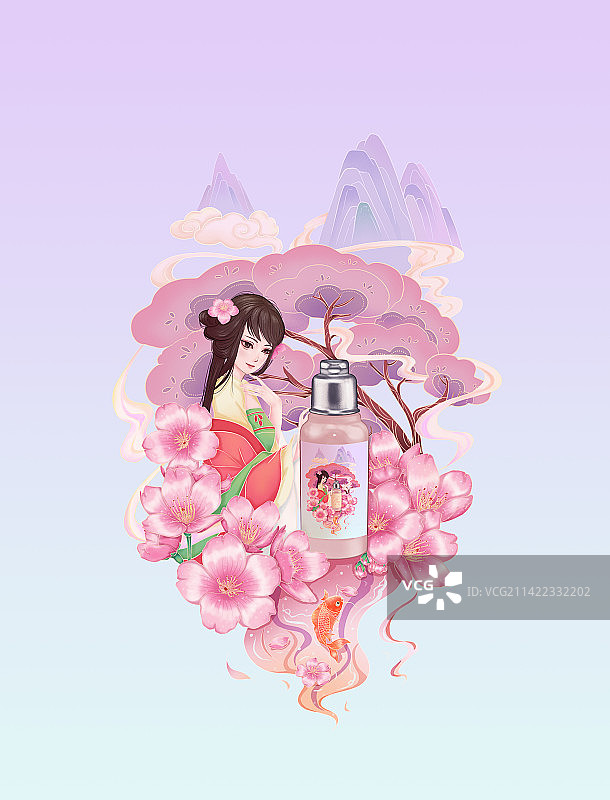 化妆品包装插画 新中式图片素材