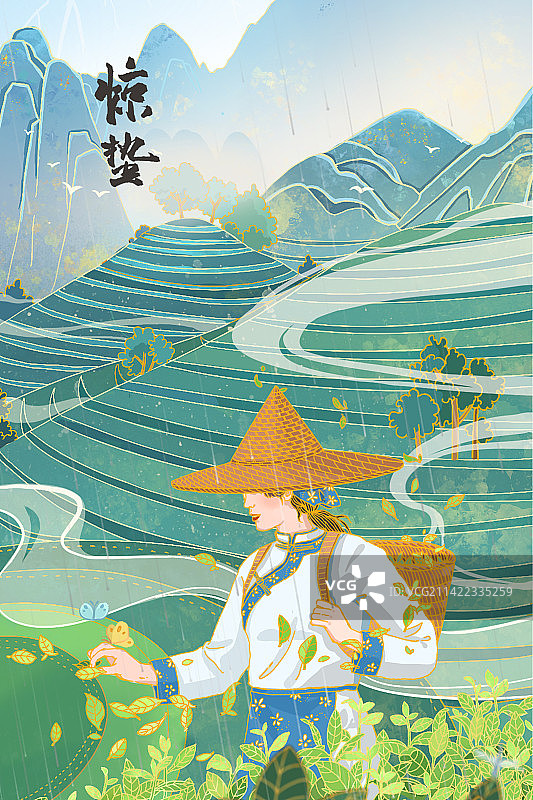 24节气惊蛰插画图片素材