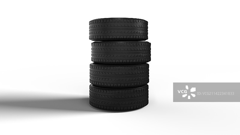 3D白色背景下轮胎的特写镜头图片素材