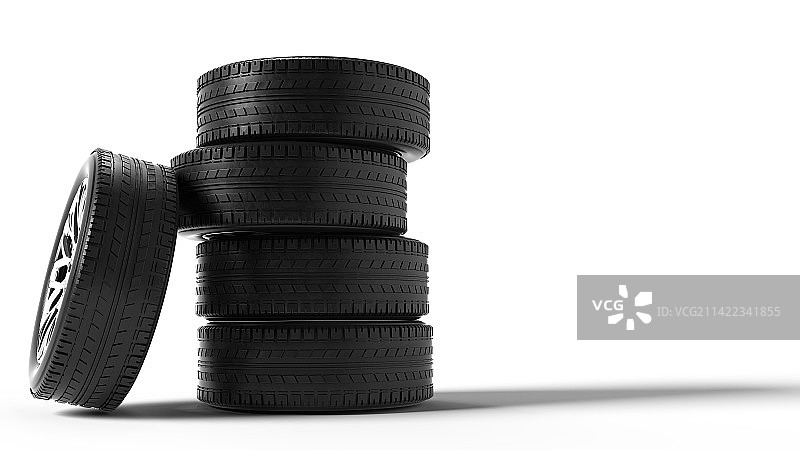 3D白色背景下轮胎的特写镜头图片素材