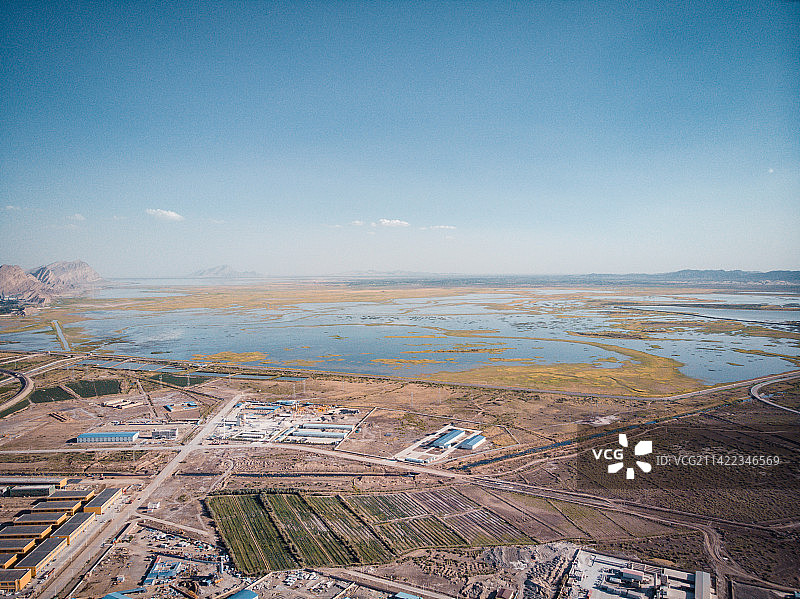 中国新疆图木舒克市的航拍风光图片素材