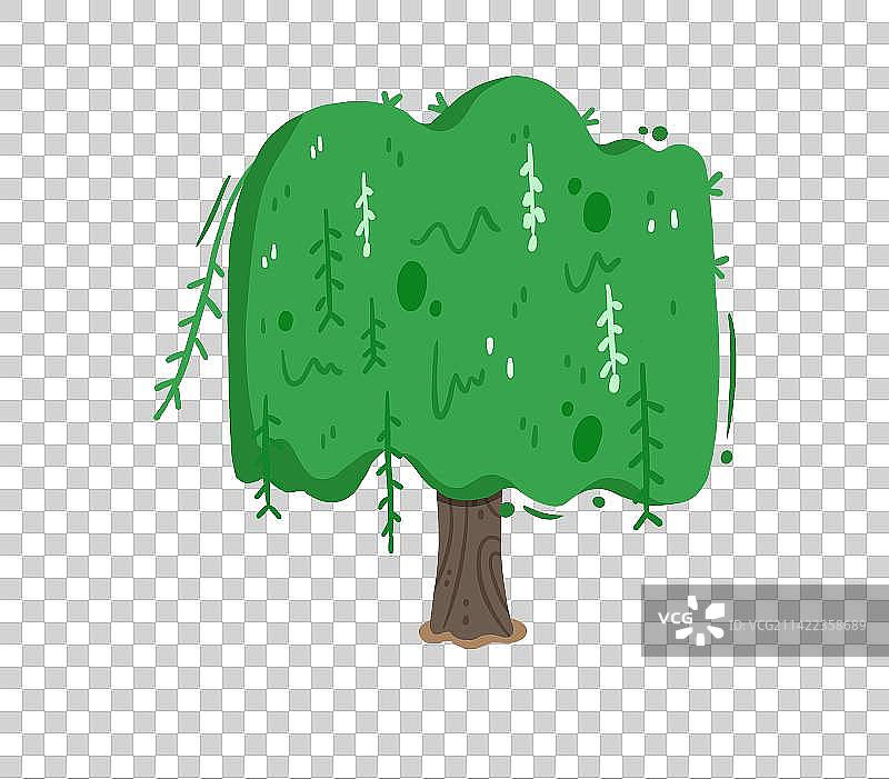 柳树自然植物手绘卡通元素装饰植树插画图片素材