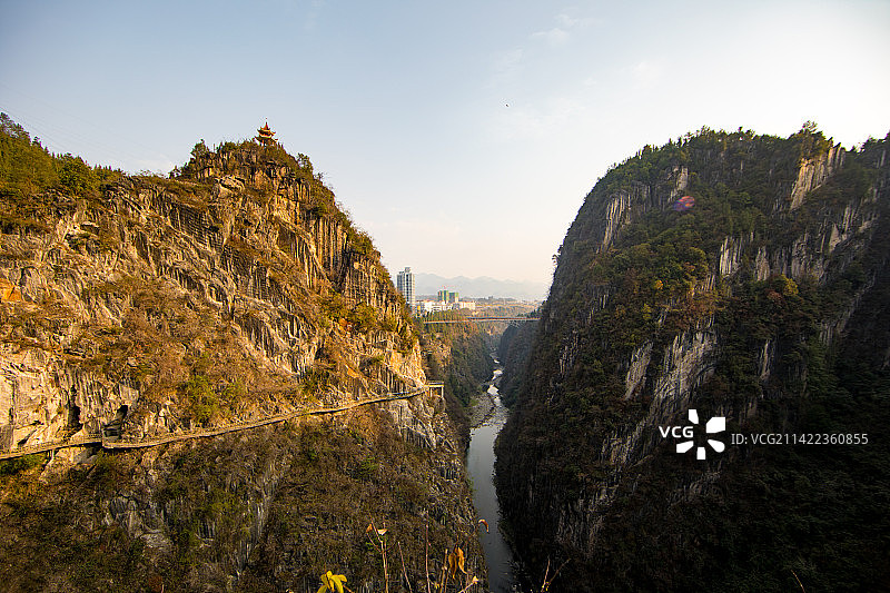 中国重庆黔江城市大峡谷的风光图片素材