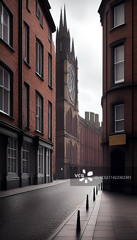 城市建筑物中的空巷图片素材