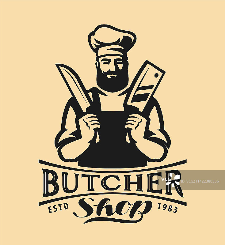 厨师或肉店手持肉刀图片素材