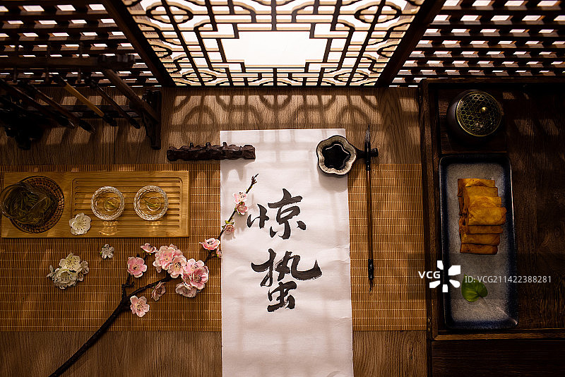 惊蛰,书法,桃花,二十四节气图片素材