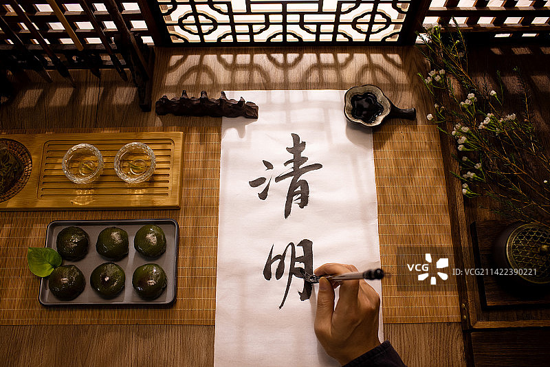 清明,人的手,写毛笔字,中国文化图片素材