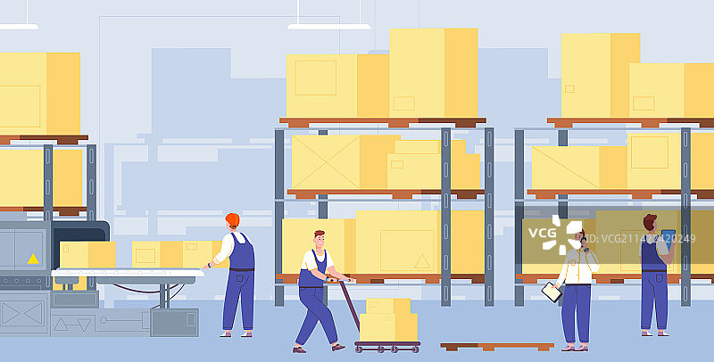 仓库输送带工人仓储流程图片素材