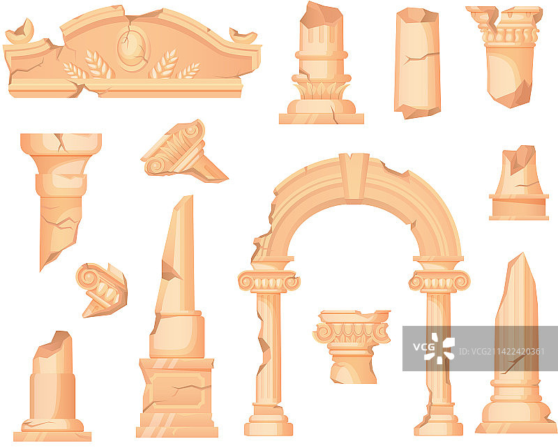 希腊罗马风格的残破石柱图片素材